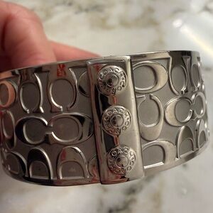 Coach Metallic Silver Bangle Bracelet